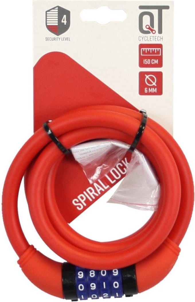 Cycle Tech Spiraalslot Cijfercombinatie 1200 X 12 Mm Rood