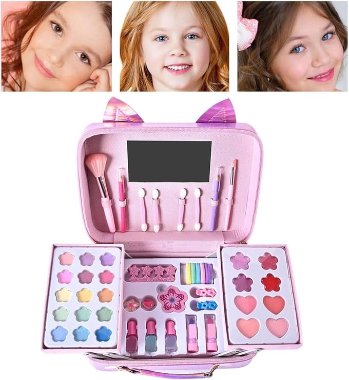 Kinder Make-Up Set - Schmink Speelgoed - Verkleden en Feest - Echt Wasbaar - 24 x 18 x 10 cm