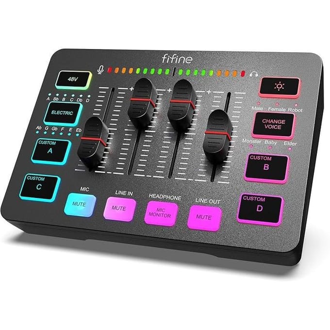 Gaming Audio Mixer PC, Mengpaneel met Geluidskaart Microfoon XLR, Audio Mixer Controller voor Streaming Podcast Opname,