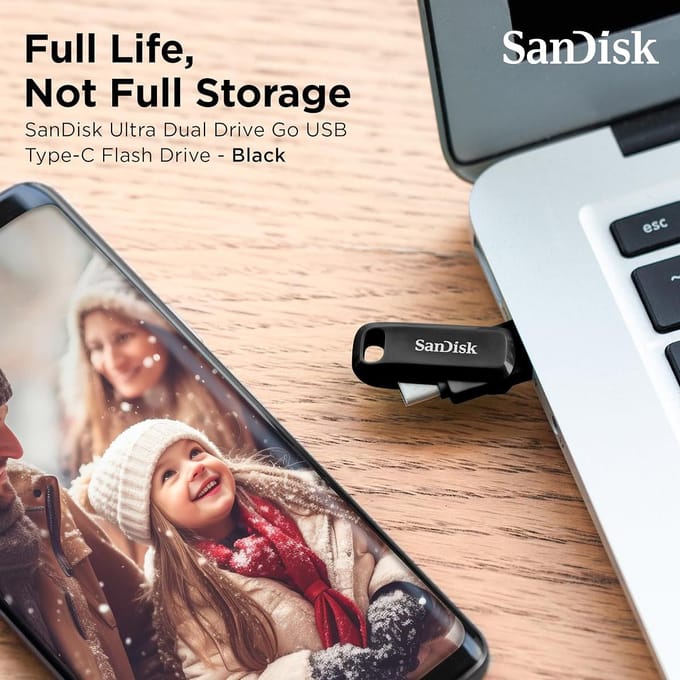 SANDISK Ultra Dual Drive Go - Donkerblauw - 256GB - USB-stick