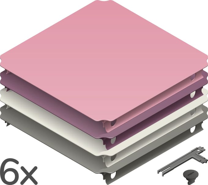 Quadro Home Panelen Set L (6 stuks) - Roze/Grijs