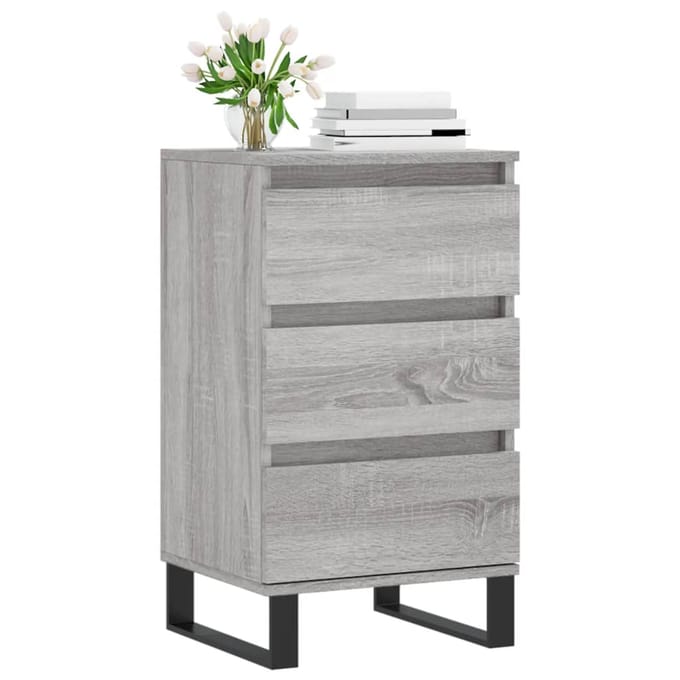 vidaXL - Dressoir - 40x35x70 - cm - bewerkt - hout - grijs - sonoma