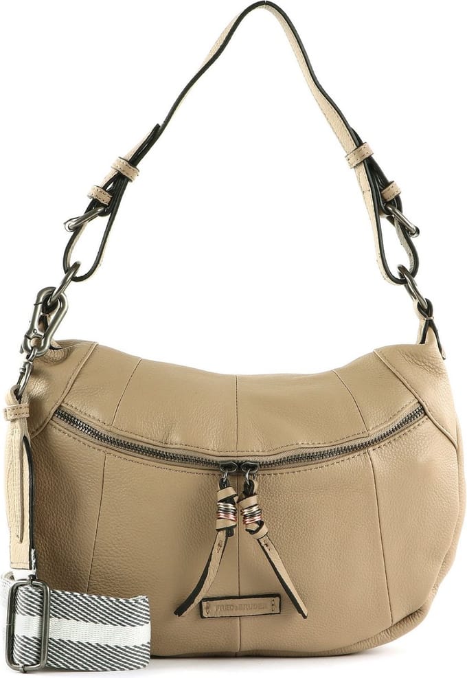 FREDsBRUDER Leren Schoudertas Pruvia Small Hobo Sand Beige