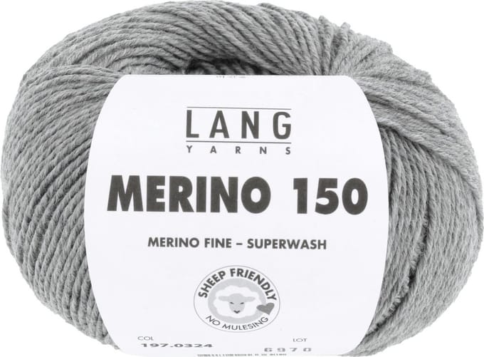 Lang Yarns Merino 150 - 324 grijs gemêleerd - Merinowol Garen