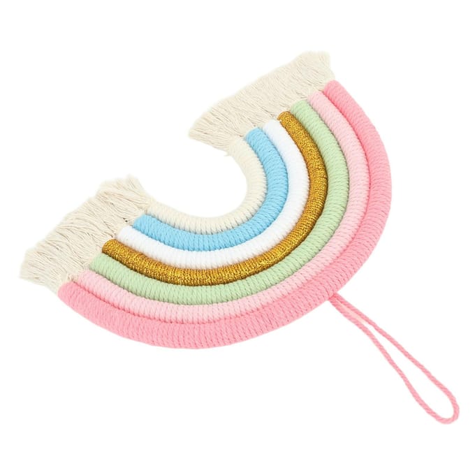 Macramé Tissé Arc-en-ciel 7 Couleurs Arc-en-ciel Tissé à la Main Décoration Murale à Franges pour Maison Chambre white