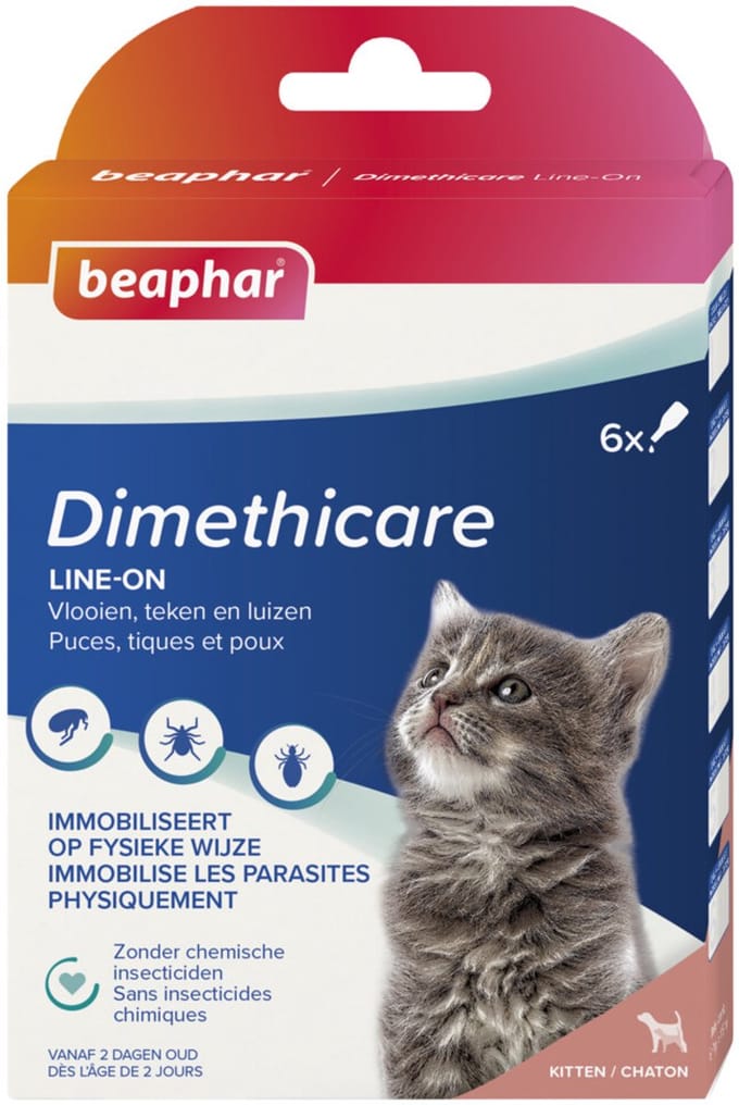 Beaphar DIMETHIcare Line-On Kitten - 3 x 6 stuks - Voordeelverpakking