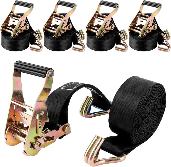 Solidchoice - 4 Sets van 6m Ratchet Belt voor Trailer en Auto met Polyester Haak