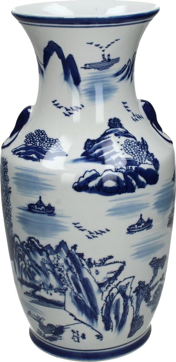 Wants&Needs Vaas Porselein Blauw 18.5 X 18.5 X 36