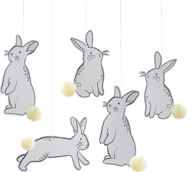 Ginger Ray - Hangdecoratie paashazen - 5 stuks
