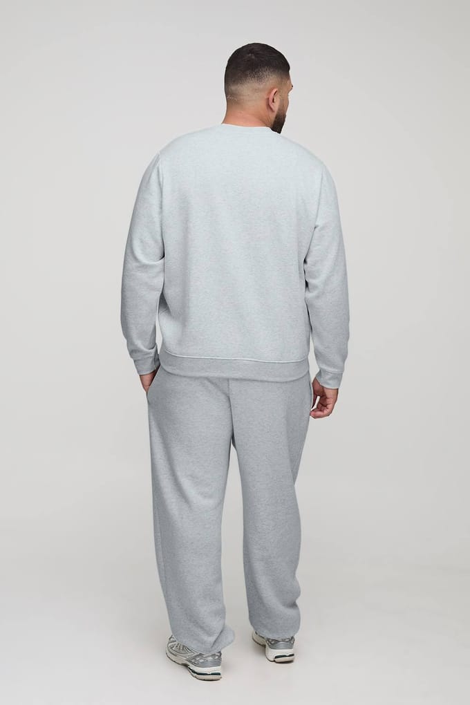 Plus Basic Sweatshirt met ronde hals en normale pasvorm | Grey Marl | Size 2XL