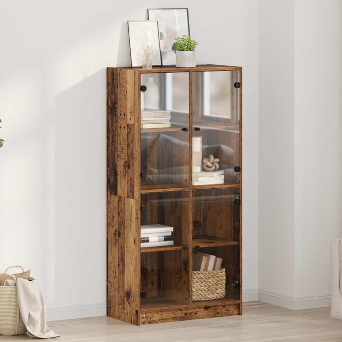vidaXL Highboard Oud Hout 68 x 37 x 142 cm Bewerkt hout