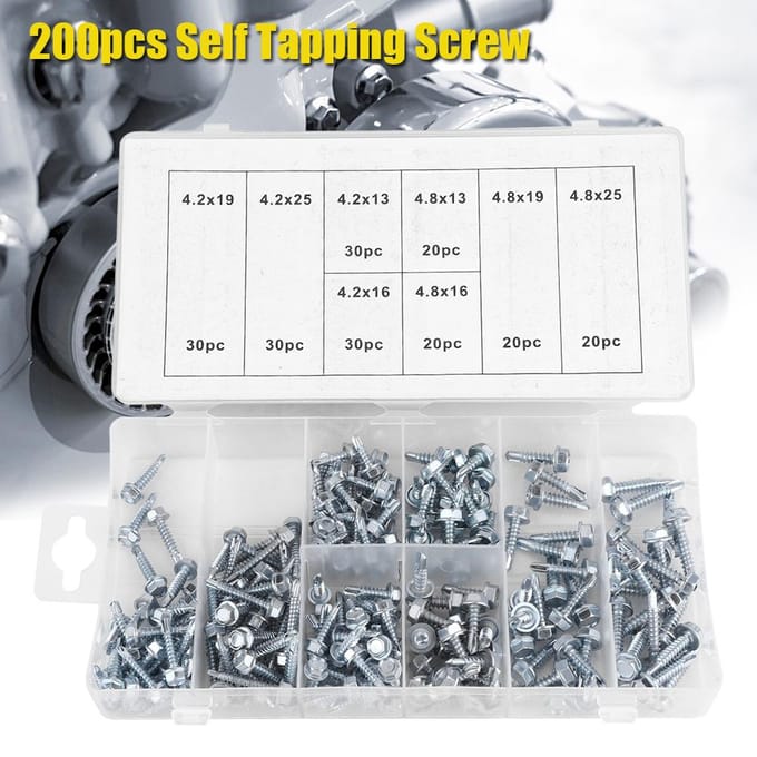 200 stuks Duurzame Metalen Zelfborende Schroeven Assortimentskit Set