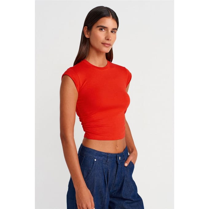 Dames Mouwloze Crop T-shirt