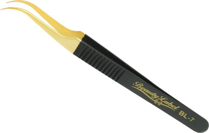 Beauty Label Pincet - Curved Tweezer - BL-7 - Zwart/Goud