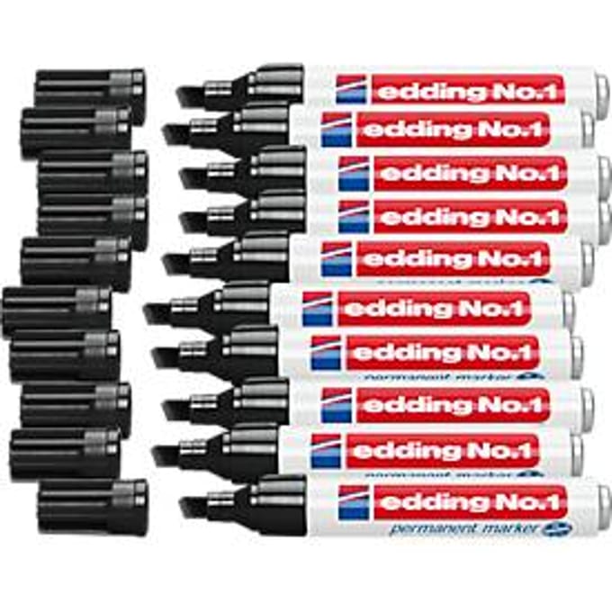 Permanente markeerstift Edding Nº 1 Zwart (10 Stuks)