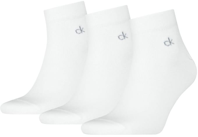 Calvin Klein - Quartersokken Heren - 3 paar CK Sokken - Wit - Maat 43/46