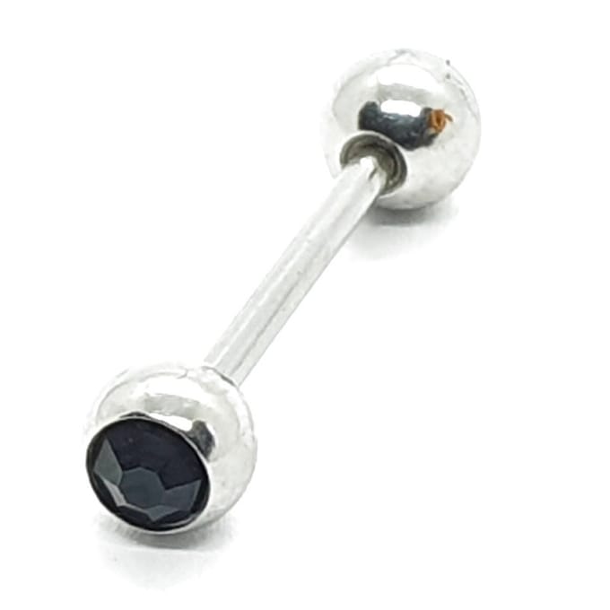 Tong Piercing - Zilver Met Steentjes