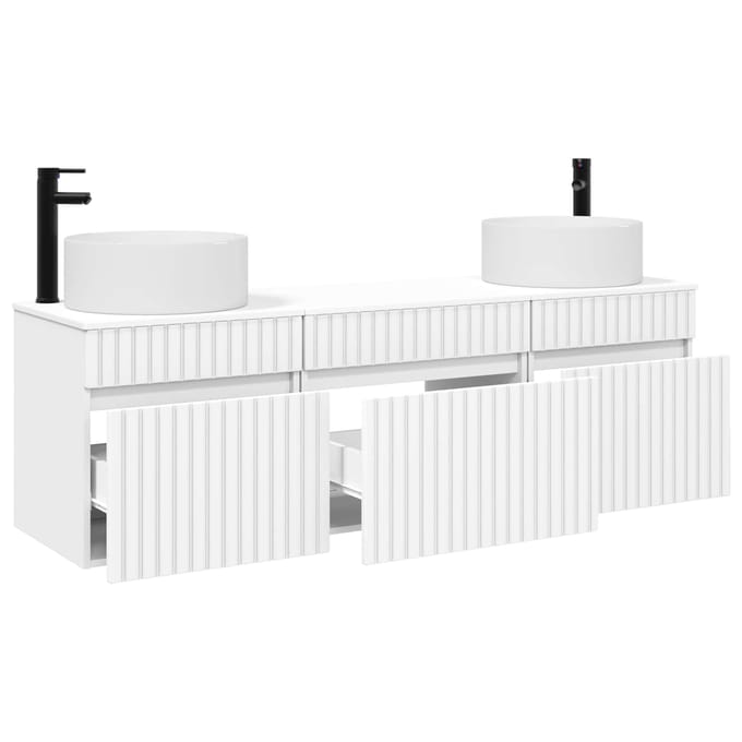 vidaXL - Badkamerkast - set - 3 - st - Wit - 157 - x - 44,5 - x - 80 - cm - Bewerkt - hout