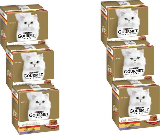 6x Gourmet Gold - Hartig Torentje Mix Multipack - Kattenvoer - 8x85g