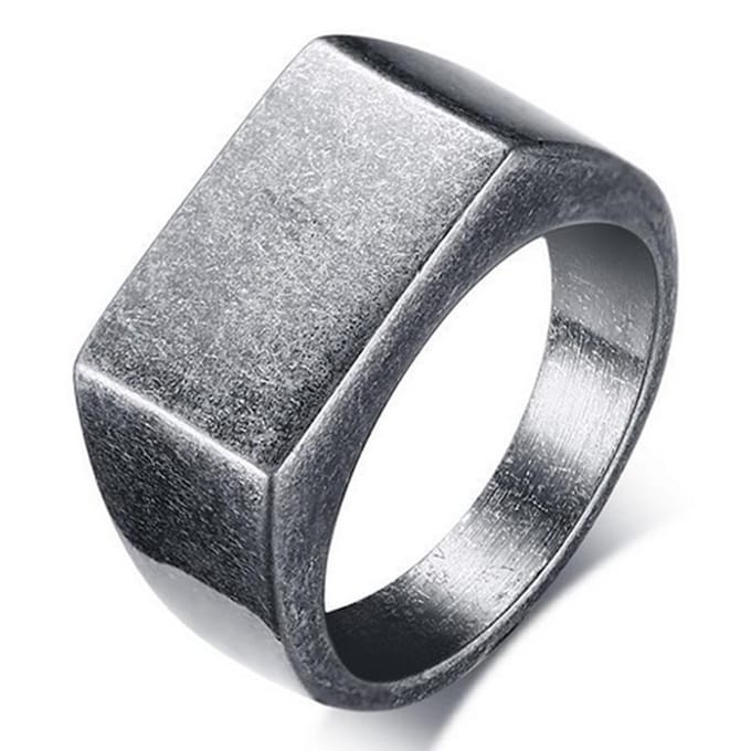 Edelstaal zegelring Heren Mendes Used Look-18mm