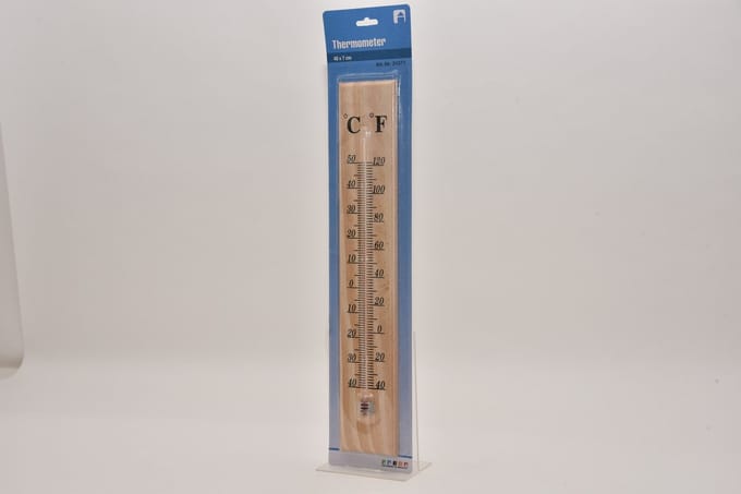 Thermometer - voor binnen en buiten - hout - 40 x 7 cm - Celsius/Fahrenheit