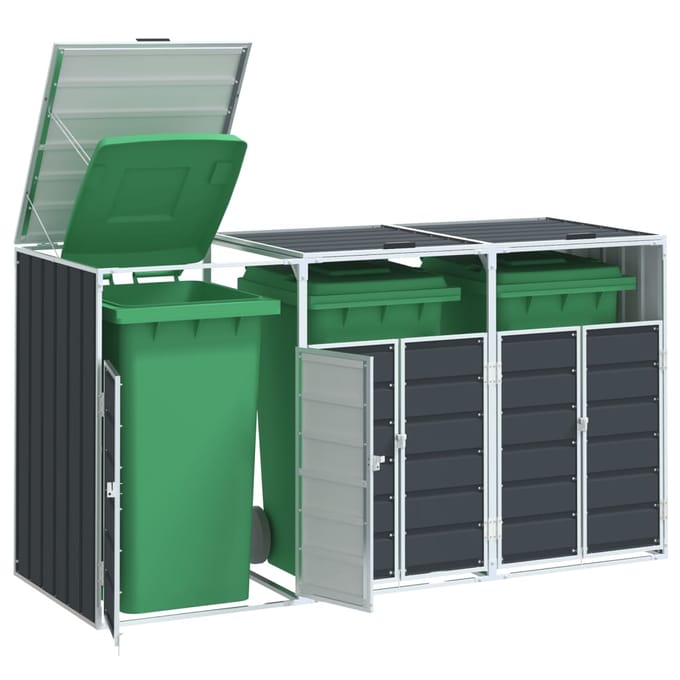 vidaXL - Containerberging - voor - 3 - containers - 216x81x115cm - staal - antraciet