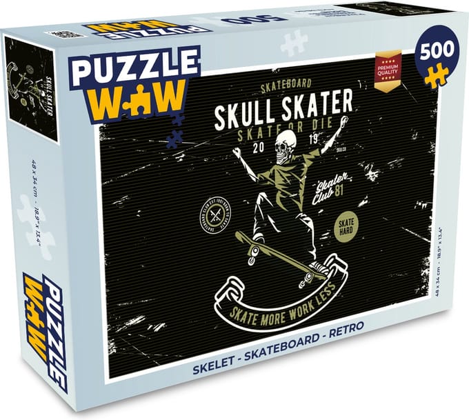 Puzzel Skelet - Skateboard - Retro - Legpuzzel - Puzzel 500 stukjes