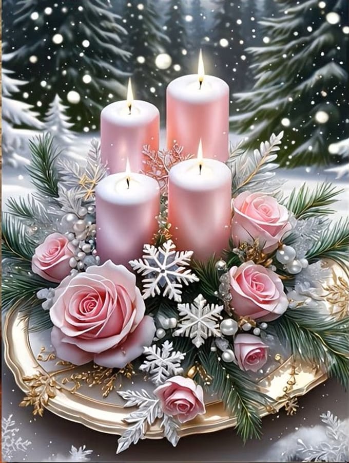 25x20cm Diamond Painting kerst kabouters (rond) nr 435