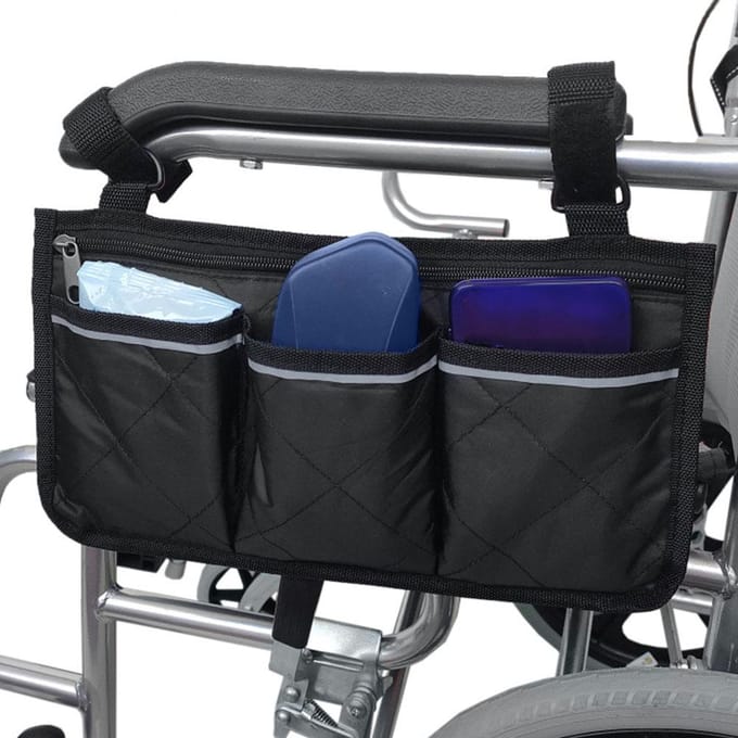 Draagbare Zijleuning Multi-Pocket Opbergtas Pouch met Reflecterende Strip(zwart ) black