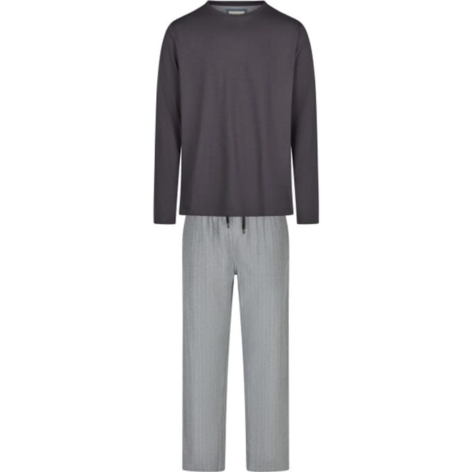 Phil & Co Lange Heren Pyjama Set Met Flanellen Pyjamabroek Grijs - Maat XXL