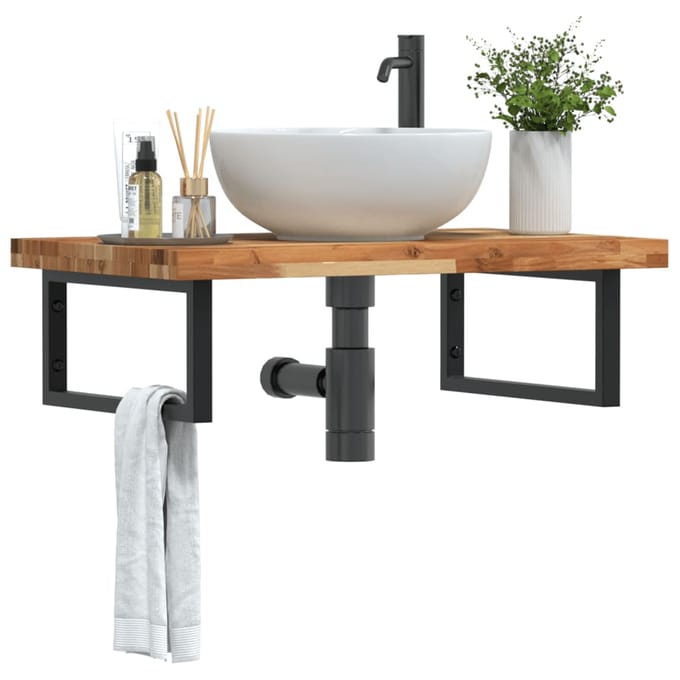 vidaXL - Badkamer - wandschap - staal - en - massief - acaciahout