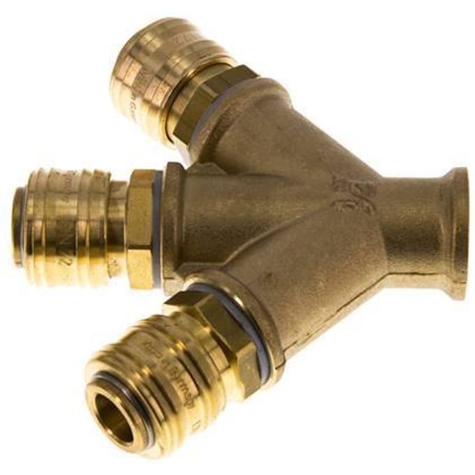 Messing DN 7.2 (Euro) Luchtkoppeling Snelkoppeling G 1/2 inch Binnendraad 3-weg - CLS7-F-B-3W-012