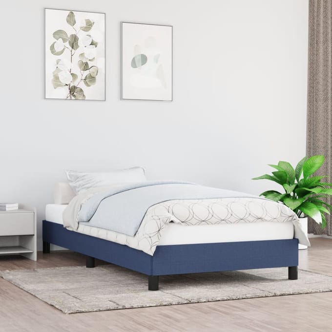 vidaXL - Bedframe - zonder - matras - 90x200 - cm - stof - blauw