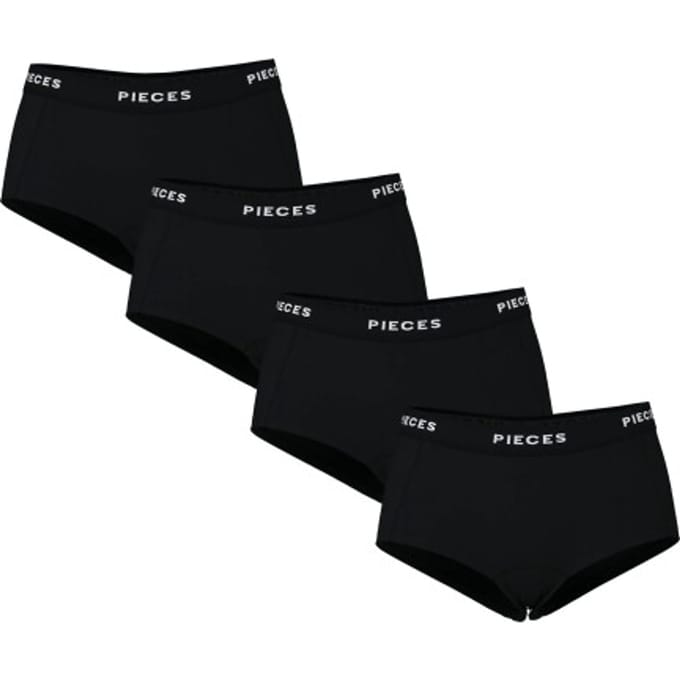 Pieces Dames Hipster PCLOGO Zwart 4-Pack - Maat S