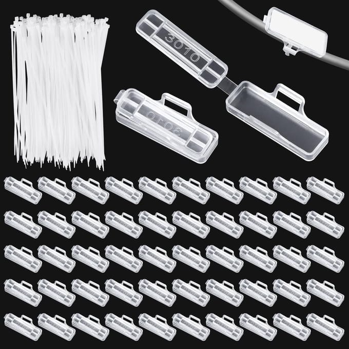 Solidchoice - Set van 100 Kabel Labels met Klemmen voor Organisatie