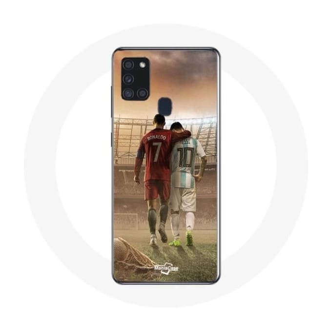 Coque - Maniacase - Samsung Galaxy A21S - Noir - Souple - Cristiano Ronaldo Messi GOAT noir
