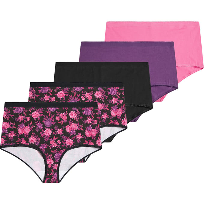 Yours Yourset Set Van 5 Paarse Maxislips Met Bloemenprintsize 46-48