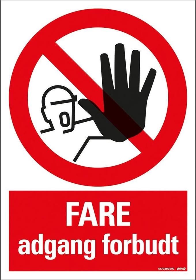 Pickup bord 23x33 cm Combinatie - FARE ADGANG FORBUDT