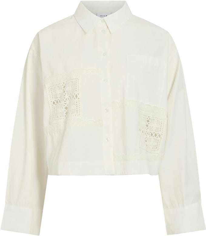Vila Blouse Vianje Short Lace Shirt 14120542 Cloud Dancer Dames Maat - W38