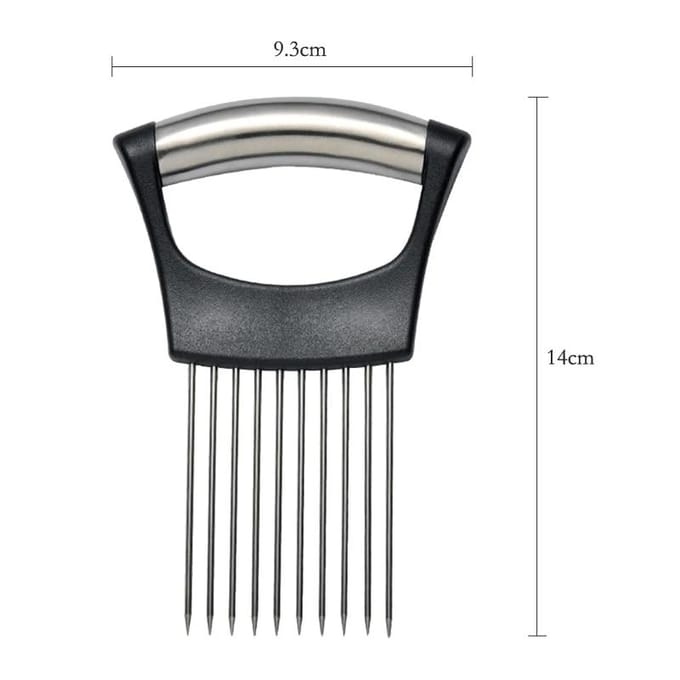 Support de coupe d'oignon en acier inoxydable, trancheur d'aliments, Assistant de coupe d'oignon de tomate, fourchette de coupe de légumes, Gadgets de cuisine noir