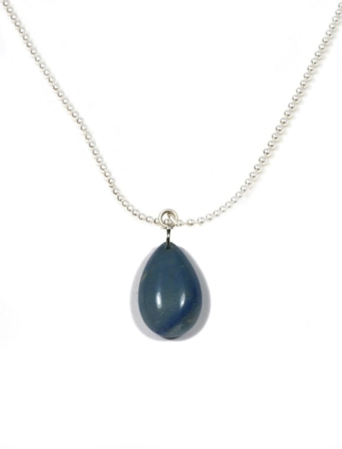 IbizaMen - Heren - ketting - ballchain - rvs - edelsteen - blauw - drop