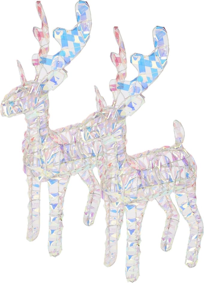 Christmas Decorations Kerstverlichting figuren - 2x -rendier - gekleurd- 37 cm - 50 leds