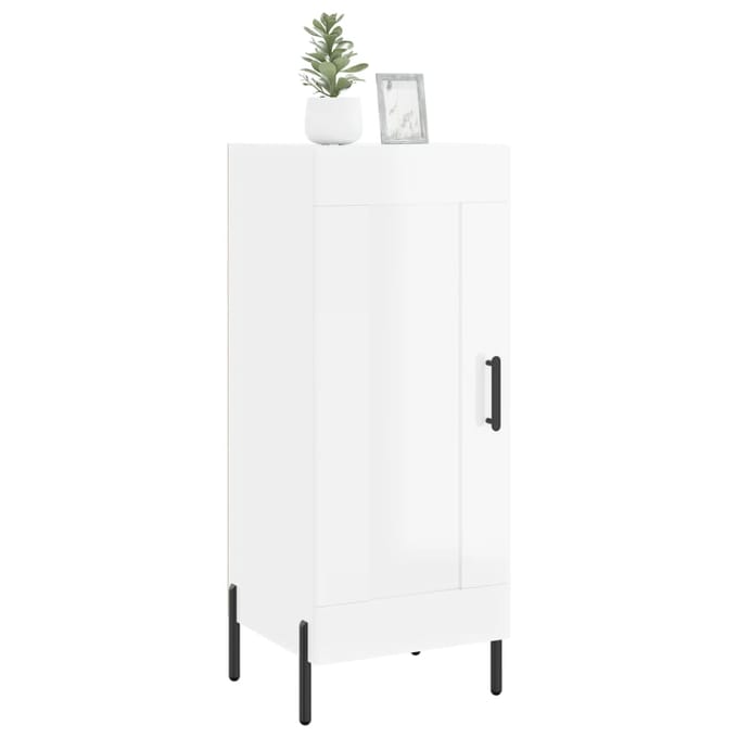 vidaXL - Dressoir - 34,5x34x90 - cm - bewerkt - hout - hoogglans - wit