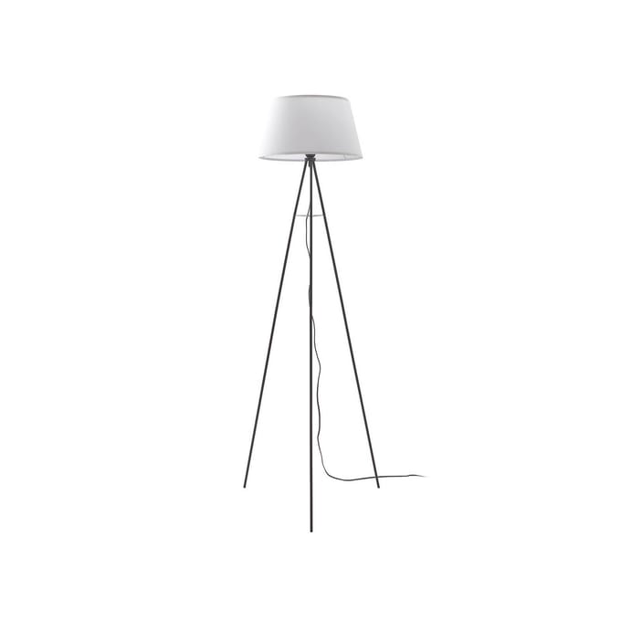 ELC - vloerlamp - 1licht - Staal, stof - H: 150 cm - E27 - wit, zwart