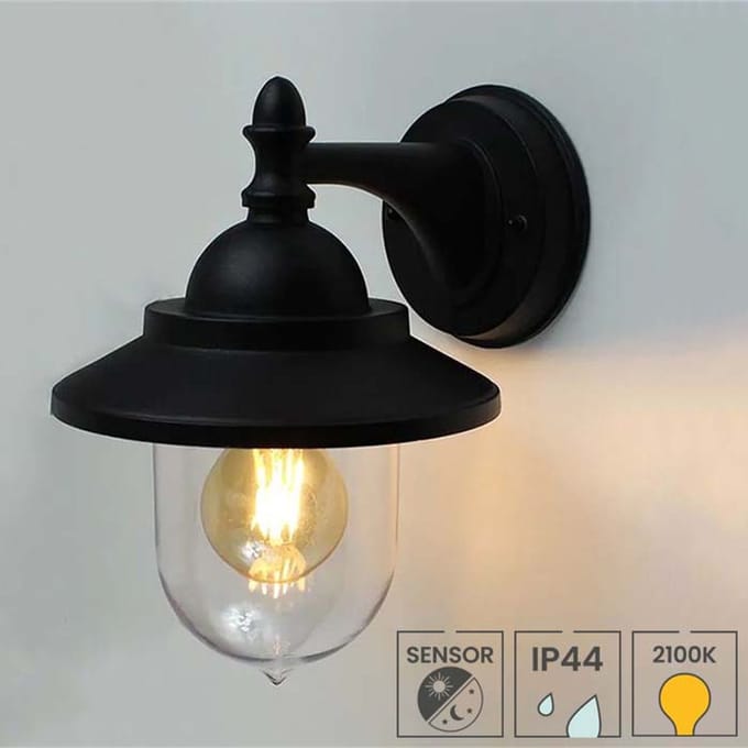Lybardo - Buitenlamp met sensor dag en nacht + E27 LED Sensorlamp 3.5W - Extra Warmwit