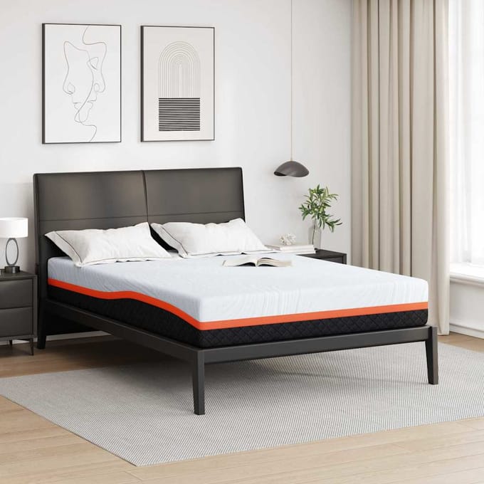 vidaXL - Matras - Wit - en - Grijs - 140 - x - 200 - cm - Jacquard - stof