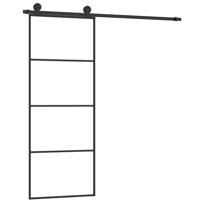 vidaXL - Schuifdeur - met - beslag - 76x205 - cm - ESG-glas - en - aluminium