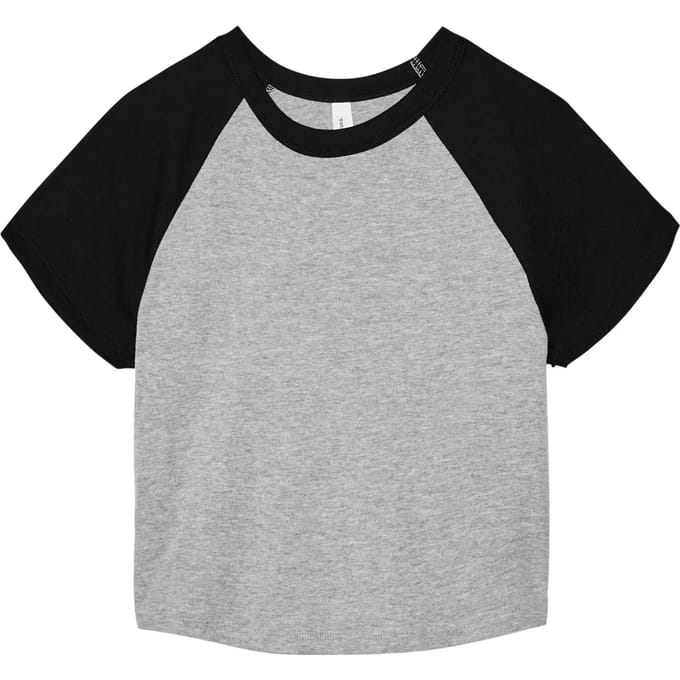 Bella+Canvas Women´s Micro Rib Raglan Baby Tee BL1201 - Athletic Heather/Black - M