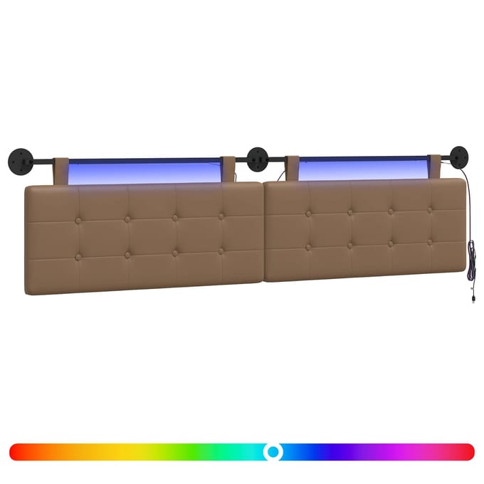 vidaXL - Hangend - hoofdbord - Met - LED-verlichting - Cappuccino - Kunstleer