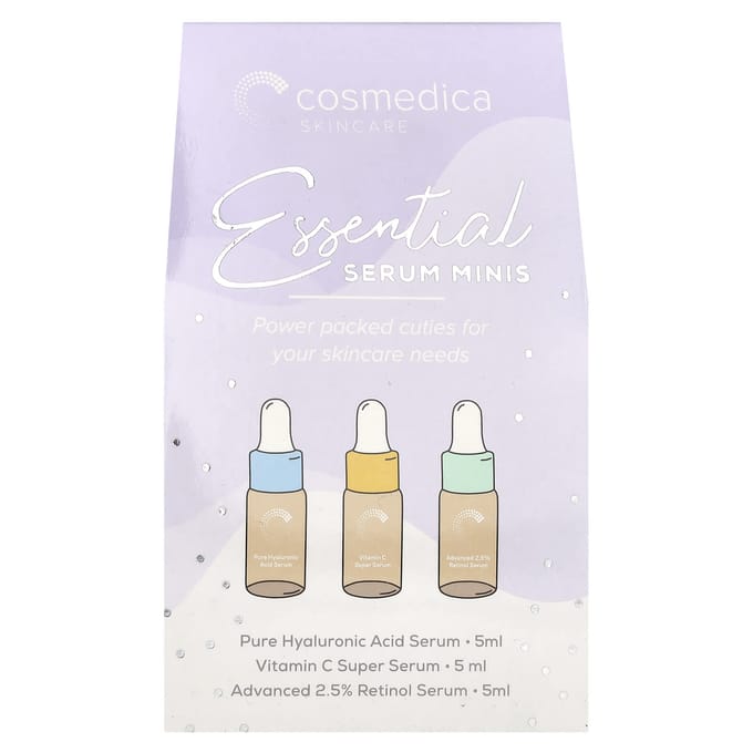 Cosmedica Skincare, essentieel serum mini, 3-delige set black